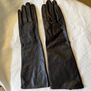 Elegant Black Leather Long Gloves